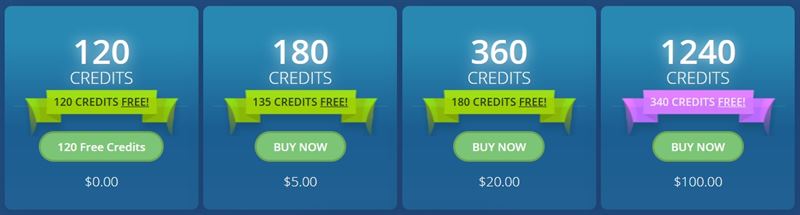 Flirt4Free's credit packages and first purchase bonus