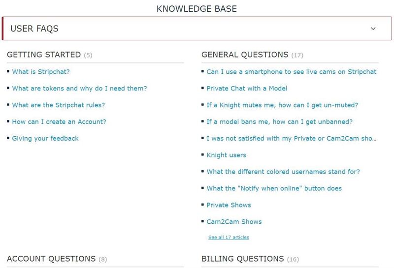 Stripchat FAQ section